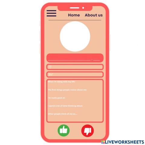 Characterization Dating App Worksheet