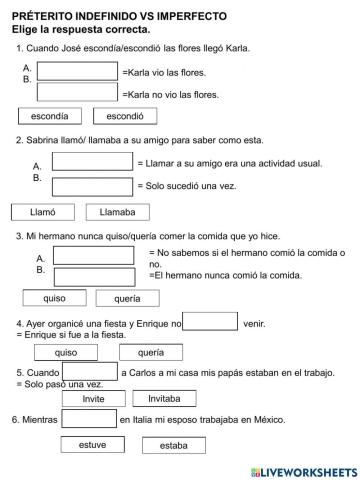 Pretérito indefinido vs imperfecto