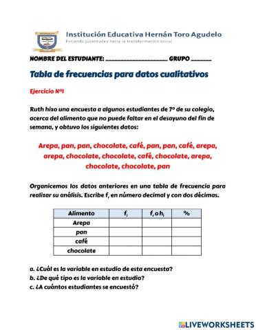 Tabla de frecuencias para datos cualitativos y cuantitativos