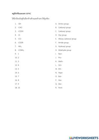 หมู่ฟังก์ชันและเลข iupac