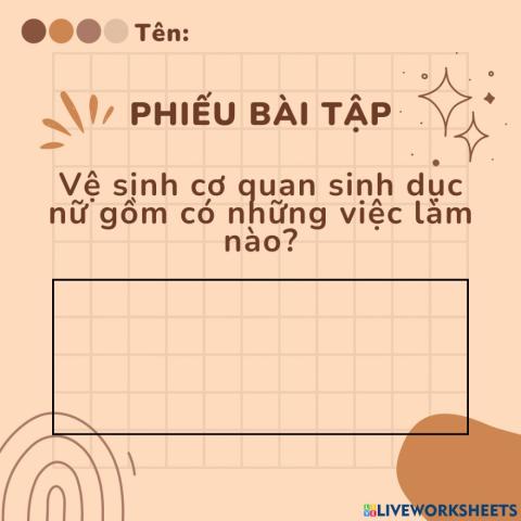 Phiếu bài tập Vệ sinh thân thể tuổi dậy thì