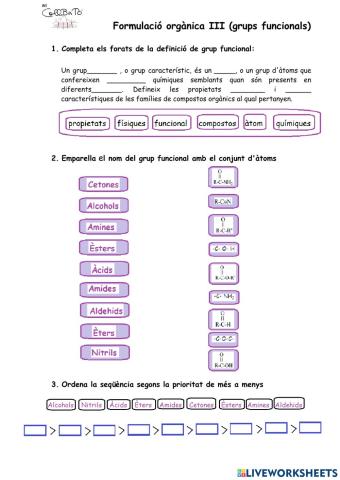 Exercicis de formulació orgànica (grups funcionals)