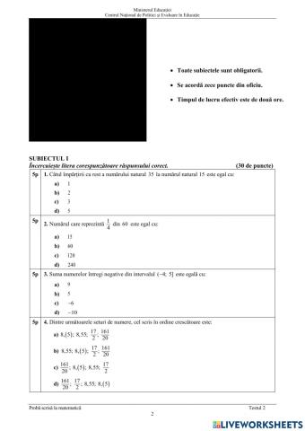 Test2-2022EN matematica MEN