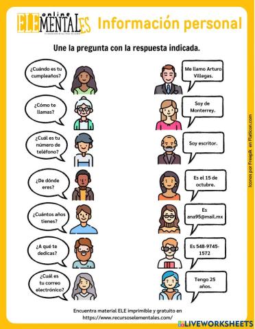 Información personal preguntas y respuestas