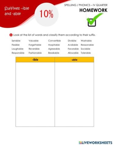 Suffixes -able--ible