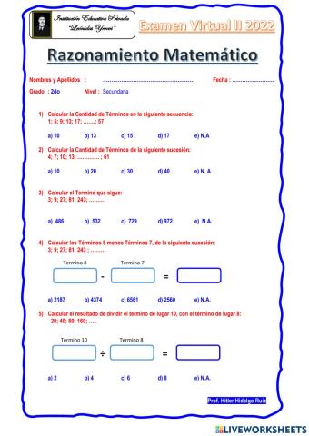 Raz. Matemático 2do Sec