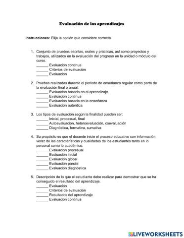 Evaluación de los aprendizajes