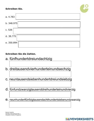 Zahlen (0-1.000.000)