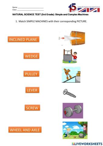 Natural Science test Grade 3: Simple and Complex machines