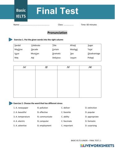 Final Test - Basic IELTS