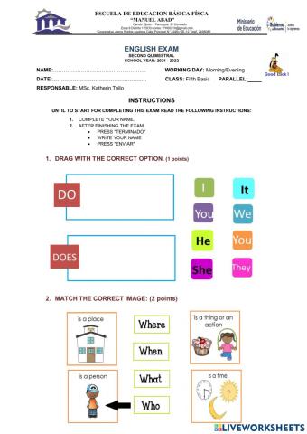 Secon quimestral 5th exam