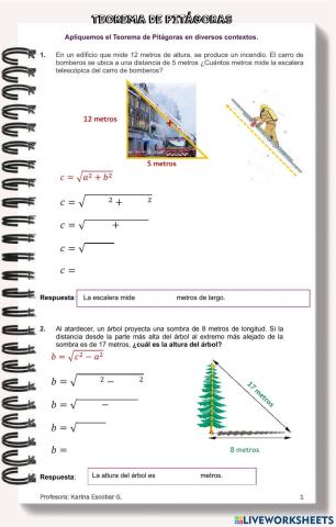 Resolución de problemas Teorema Pitágoras
