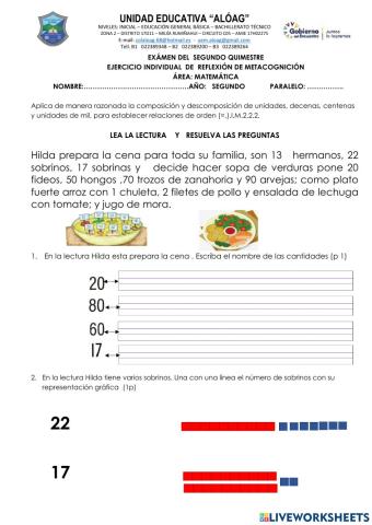 Examen de matemáticas