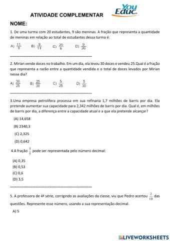 Atividade matematica