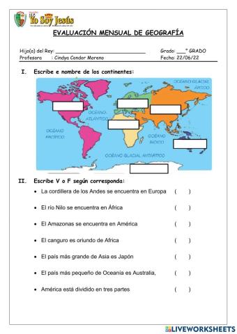 Evaluación de geografía