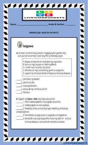 Mapeh q4-health output