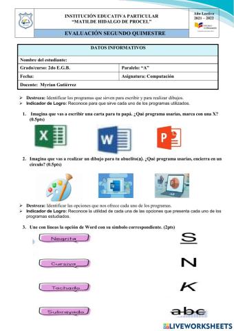 Evaluación Segundo