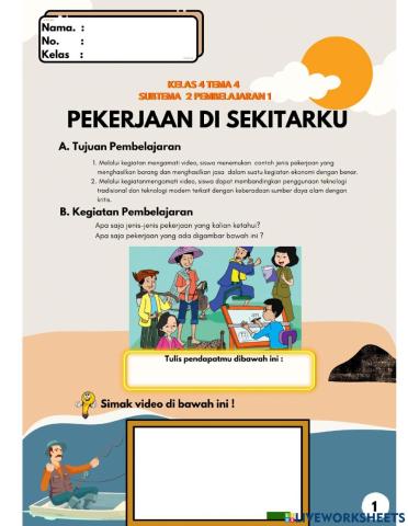 Kelas 4 tema 4 Subtema 2 pekerjaan di sekitarku