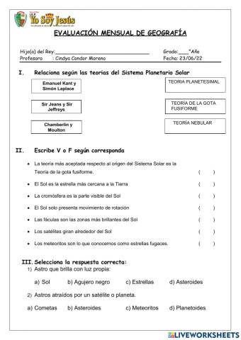 Evaluación de geografía