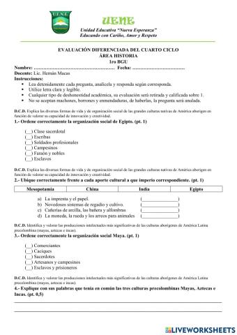 Historia Diferenciada Evaluación ciclo 4