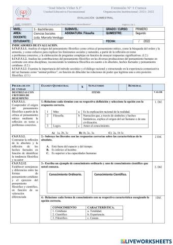 Examen de filosofía-primero