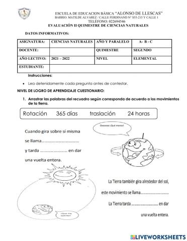 Evaluacion de Ciencias Naturales