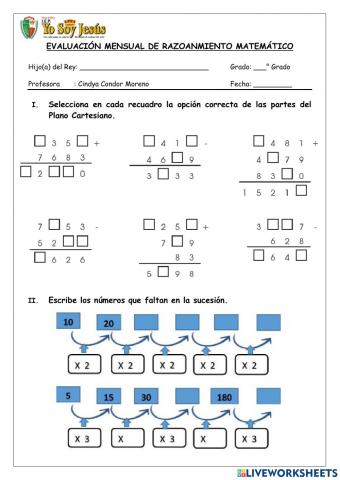 Examen de razonamiento matemático