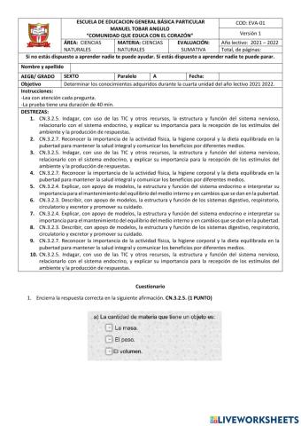 Evaluación 6to