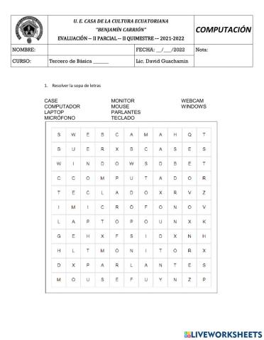 Evaluación Tercero A, B y C