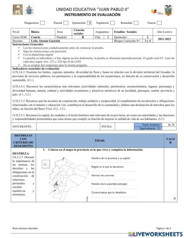 EVALUACIÓN QUIMESTRAL