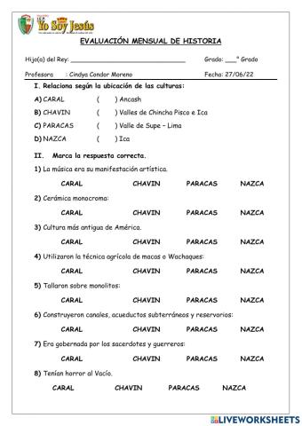 Evaluación de historia