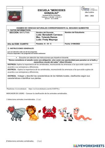 Examen quimestral de ccnn