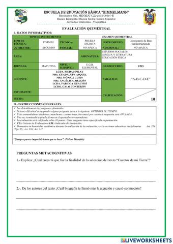 Examen quimestral