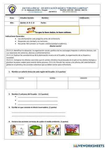 Examen estudios sociales