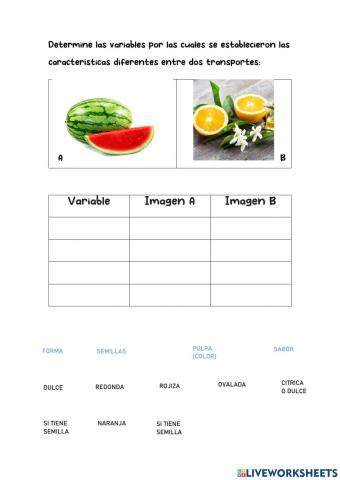 Comparación (Frutas)