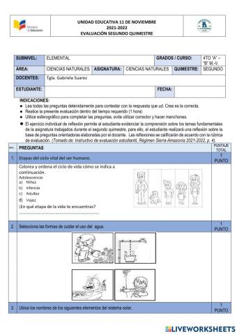 ADAPTACION Evaluacion de ciencias naturales