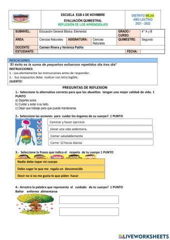 Evaluacion ciencias naturales