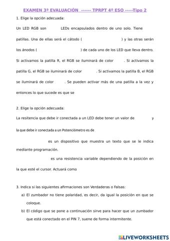 Examen TPR 4º Evaluación 3 - TIPO 2