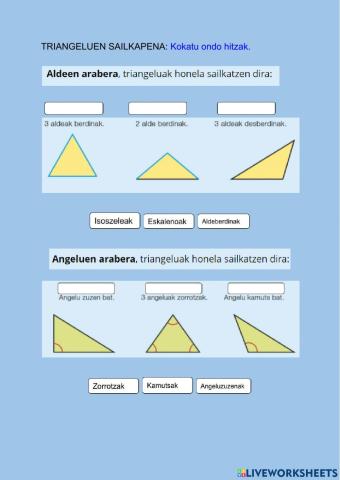 Triangeluen sailkapena