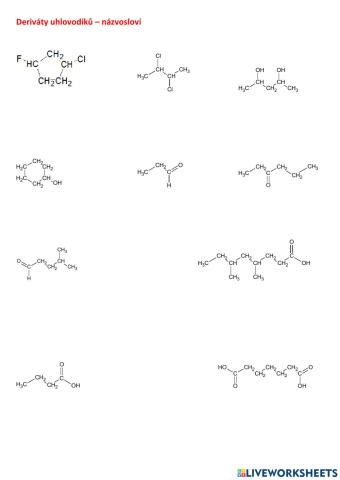 Názvosloví derivátů uhlovodíků