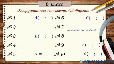 МД Координатная плоскость. Обобщение