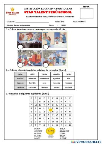 Examen de razonamiento verbal