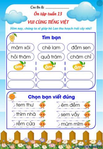 Tiếng việt - Lớp 1 - Tuần 13