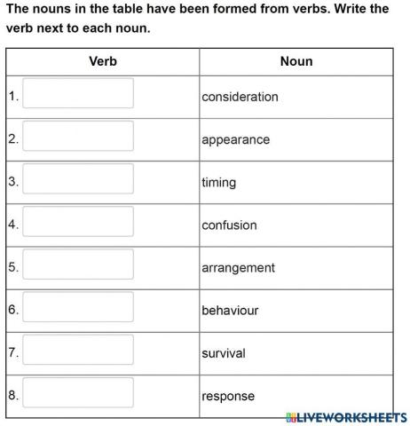 Verbs - Nouns