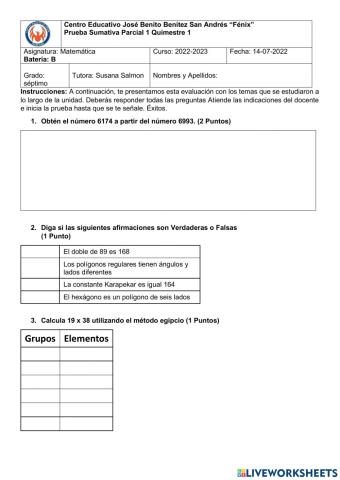 Prueba de Matemática B 7mo 21-07