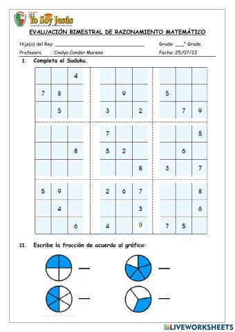 Evaluación de razonamiento matematico