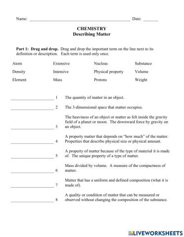 Describing Matter