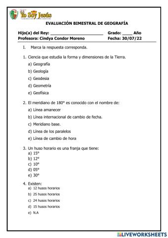 Evaluación de Geografía