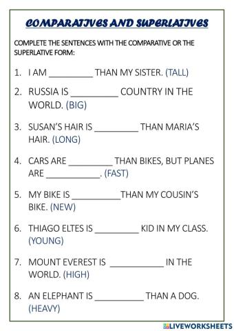 Comparatives and superlatives