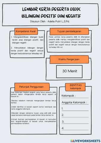 LKPD Bilangan Positif dan Negatif 1.1